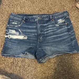 American Eagle Outfitters Blue Distressed Denim Mom Shorts